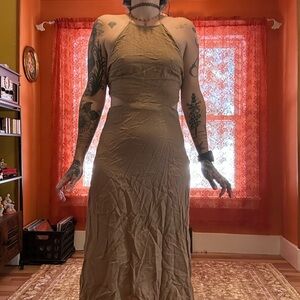 Forever 21 Tan Backless Halter Dress